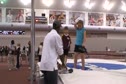 Gerald Phiri, AKA "The Shoe Monster" at the 2012 Big 12 Indoor Championships