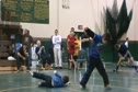 Youngsters tusslin' between rounds