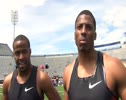 Ronnie Ash Jeff Porter after stacked Hurdle Final 2012 Kansas Relays