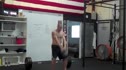 For time- 9 hang-power cleans 185# 10 kb swings 70 # 15 pullups 6 hang-power cleans 185# 15 kb swings 70# 20 pullups 3 hang powe cleans 185# 20 kb swings 70# 25 pullups