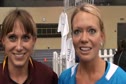 Sisters Shelby Houlihan and Shayla Houlihan after the mile at the 2012 Flotrack Husky Classic