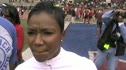 Carmelita Jeter after winning the USA vs the World Women's 4x100