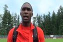 Norris Frederick after winning long jump at Harry Jerome International Track Classic 2011