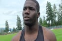 Rae Edwards after 100 meter win at Harry Jerome International Track Classic 2011