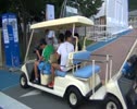 Athlete shuttle from warmup track into the stadium