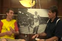 Cole Watson talks with Jim Ryun before 2010 Dream Mile