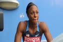 Danielle Carruthers going crazy into the 100 hurdle semis at Daegu 2011 World Track Championships