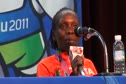 Edna Kiplagat, Priscah Jeptoo, Sharon Cherop talk about Edna's fall - Women's Marathon Press Conference Daegu 2011 World Champs