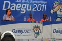 Edna Kiplagat talks strategy - Women's Marathon Top 3 Press Conference Daegu 2011 World Champs