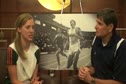 Emily Sisson talks with Jim Ryun before 2010 Dream Mile