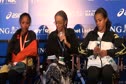 [@Firehiwot Dabo] and [@Buzunesh Deba] talk about catching Keitany at ING New York City Marathon 2011 [#press conference]
