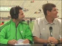 Jim Ryun in the booth at the 2011 Kansas Relays