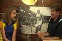 Joanna Stevens talks with Jim Ryun before 2010 Dream Mile