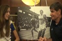 Maddie Meyers talks with Jim Ryun before 2010 Dream Mile