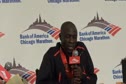 Moses Mosop after winning the Chicago Marathon 2011