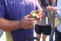 Reese Hoffa solves the Rubik's Cube after 2011 Kansas Relays Street Shot