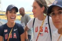 Team USA Marathoners Alissa McKaig, Kathy Newberry and Zolia Gomes with words of wisdom before the Media 800 Daegu 2011