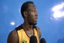 Usain Bolt talks to media after easily making 200 finals at Daegu 2011 World Track Championships