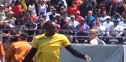 Usain Bolt warming up at the 2010 Penn Relays