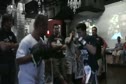 Jose Vega hitting mitts