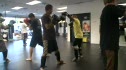 Students working on kick technique