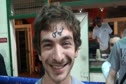 Vassar fan with Chris Derrick forehead signature at Millrose Games 2012