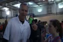 Erin Finn gets Flotrack high-five and wins dare at Brooks PR Invitational 2012