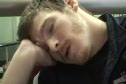 Joe Flo asleep at Phili Airport