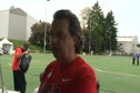 Bernard Lagat gets treatment from Dr. David Pascal after the 2 mile at the 2011 Pre Classic